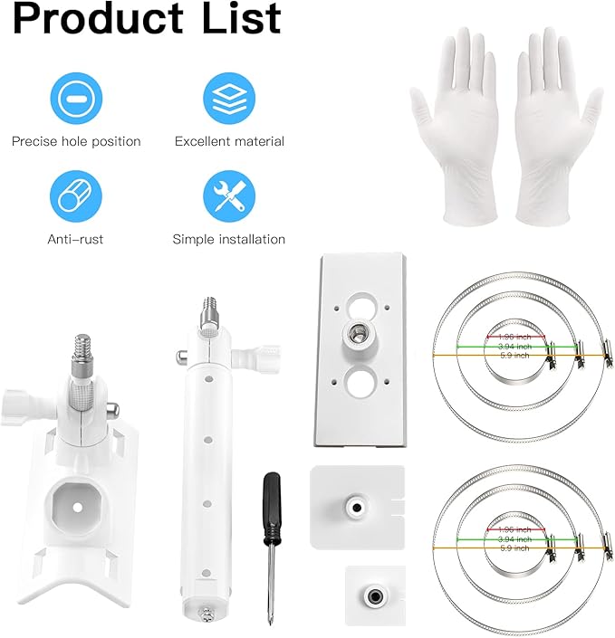 2-in-1 Pole Mounting Bracket for Ring Stick Up Cam Pro Solar Panel and Battery Outdoor Mount Accessorie, Also Compatible with Wyze, Arlo, Eufy, Blink Camera (White) HOLACA