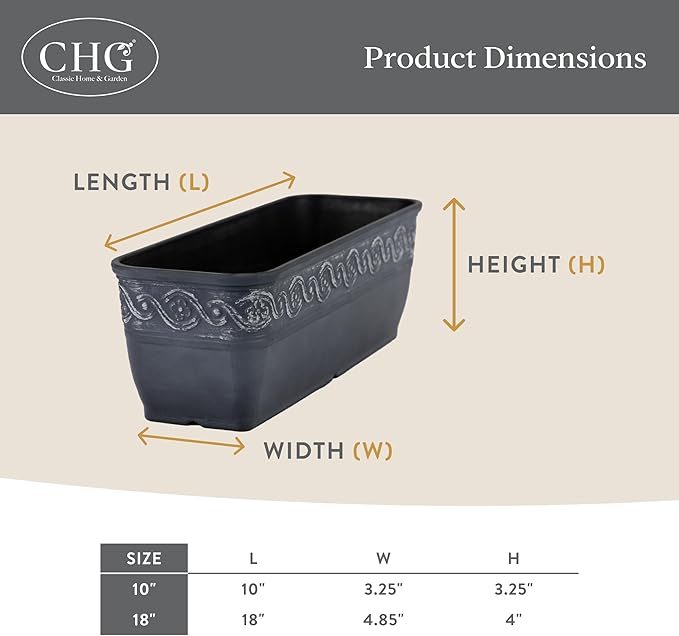 Classic Home and Garden Corinthian Trough Planter 10" Desert Tan ClassicHomeandGarden