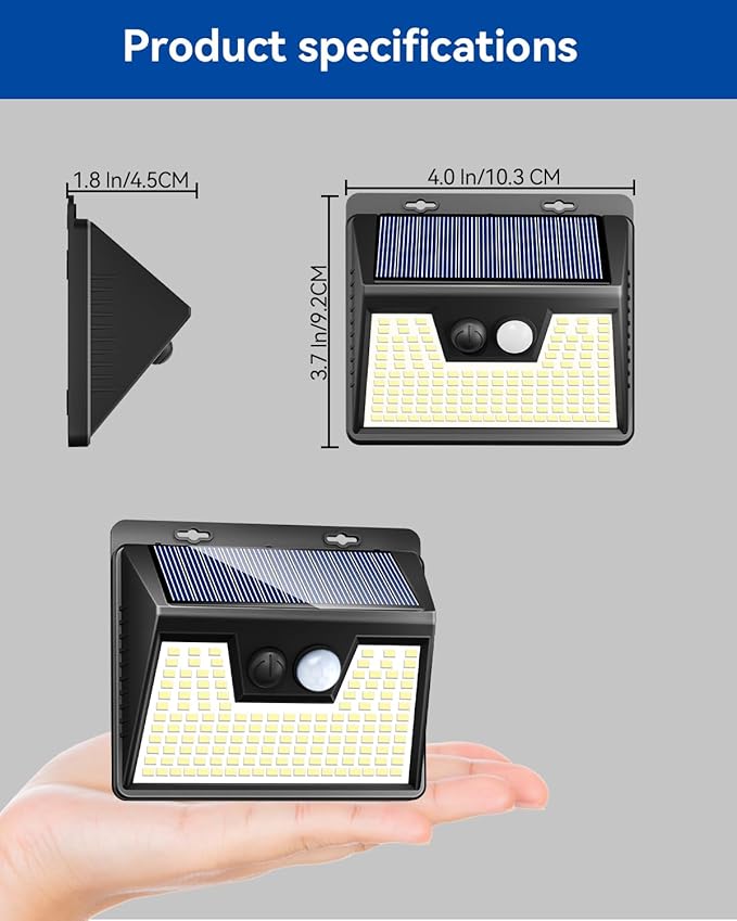 Peasur Solar Lights Outdoor Waterproof, 4Pack 140LED Solar Motion Sensor Wall Lights, 3 Modes Solar Powered Fence Security Lights for Patio Step Deck House Outside(Warm White) Peasur