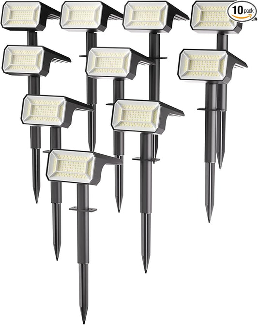 Fabrito Solar Spot Lights Outdoor 10 Pack, [108Leds, 4 Modes] Auto On/Off Spotlights, IP67 Waterproof Landscape Lights for Tree, Yard, Patio, Pool, Pathway, Driveway, Cool White Fabrito