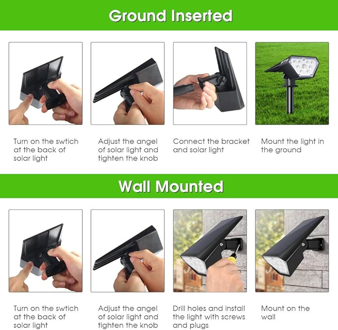 Biling Solar Spot Lights Outdoor, Bright 700 Lumen Solar Outdoor Lights IP67 Waterproof Adjustable Landscape Spotlights for House Tree Patio Pathway Yard Garden Driveway - Warm White(4 Pack) biling