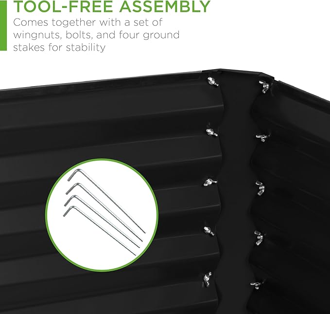 Best Choice Products 6x3x2ft Outdoor Metal Raised Garden Bed, Deep Root Box Planter for Vegetables, Flowers, Herbs, 269 Gallon Capacity, 100% Non Toxic Materials - Black BestChoiceProducts