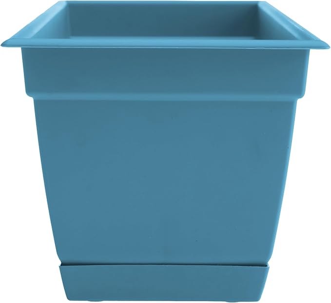 Bloem Dayton 24" Ocean Blue Recycled Plastic Rectangle Window Box Planter with Saucer Tray for Indoor and Outdoor Gardening Bloem