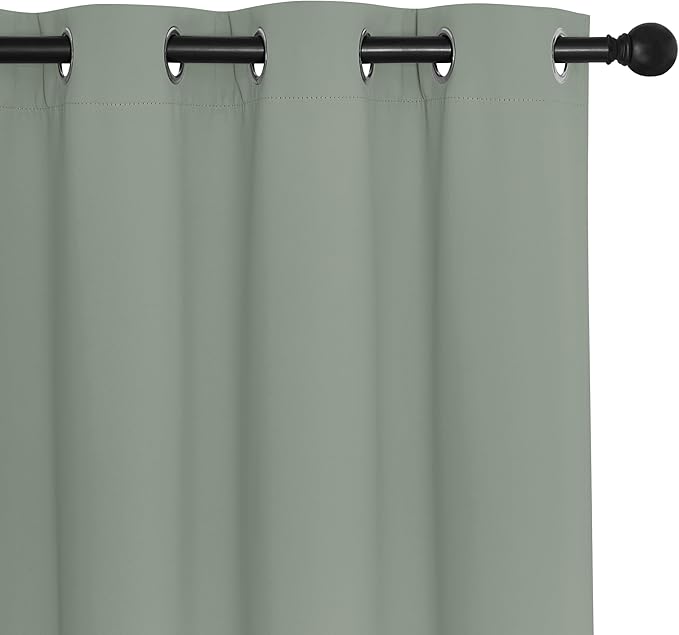 NICETOWN Blackout Curtains & Drapes - Privacy Thermal Efficiency Backdrop Curtains for Bedroom Room Divider Living Room Patio Sliding Glass Door, Wide 80 x Long 144 inch, Sage Green, 1 Panel NICETOWN