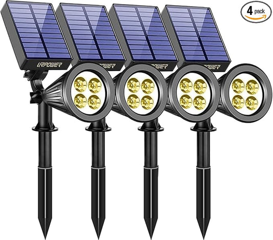 URPOWER Solar Lights Waterproof Solar Lights Outdoor 2-in-1 Adjustable Solar Spotlight Wall Light Auto On/Off Solar-Powered Landscape Lighting for Garden Yard Pathway Swimming Pool (4Pack, Warm White) URPOWER