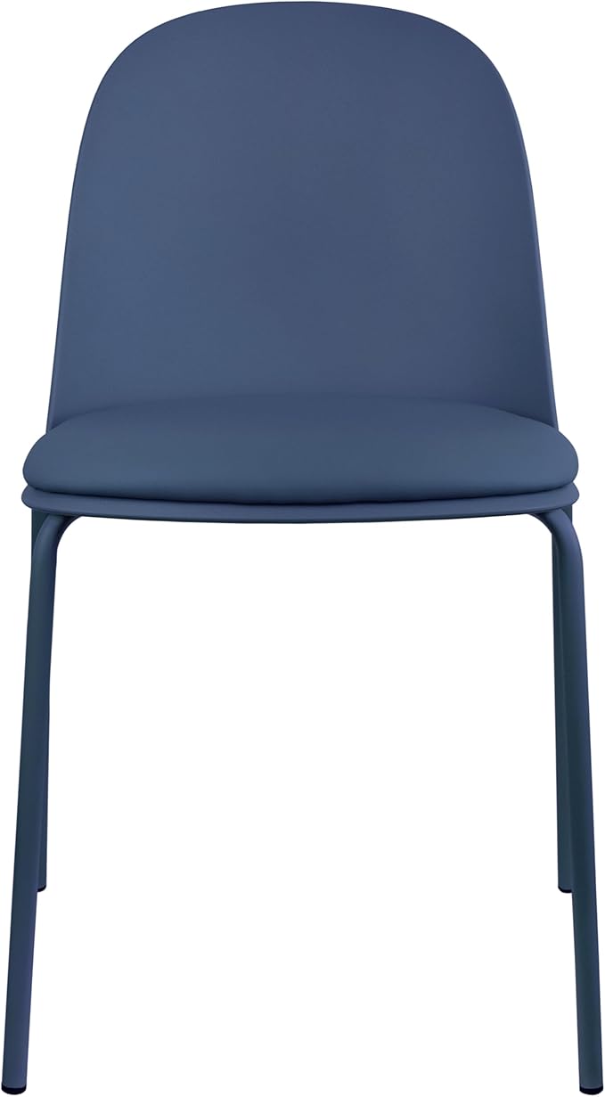 2xhome Parent Modern Stackable Armless Dining Chair | Plastic Shell Seat with Metal Legs | Indoor or Outdoor Use | Home Kitchen Patio (4, Blue, Padded Seat) 2xhome