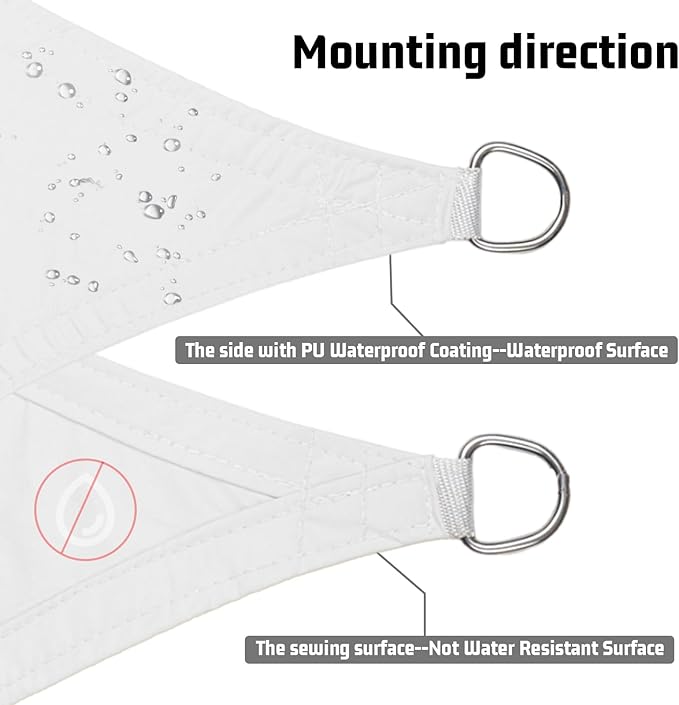 LOVE STORY Right Triangle 10'x18'x20.6' Waterproof Sun Shade Sail Canopy UV Block for Outdoor Patio Backyard Carport,White(We Make Custom Size) LOVESTORY