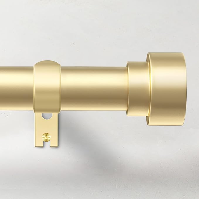 Curtain Rods for Windows 72 to 144, 1 Inch Adjustable Gold Heavy Duty Long Window Curtain Rod with End Caps, Modern Style Indoor Outdoor Drapery Rods for Patio Bedroom, Size 32" - 150" TimeForest