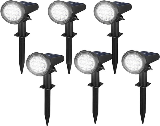 Solar Spot Lights Outdoor，Solar Lights Outdoor Waterproof IP68，Dark Sensing Auto On/Off，Suitable for Garden, Corridor Landscape Lighting and Flag Lighting. (Multicoloured, 6-Pack) Rootora