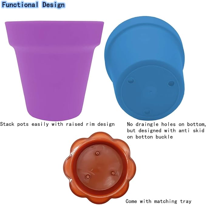 PURPLE STAR 1N 50 Packs Cupcake Plant Nursery Pots with Humidity Dome- Planting Containers Cups- Small Flower Pots for Indoor Outdoor Plant Succulent Vegetable (Mixed Color) PurpleStar