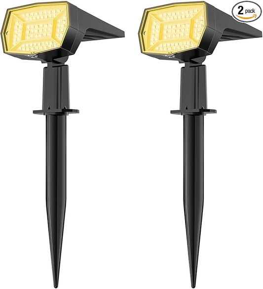 Fabrito 72 LEDs Solar Spot Lights Outdoor Waterproof, 3 Modes Landscape Spotlights, Dusk to Dawn Solar Powered Flood Wall Lights for Outside, Solar Garden Lights for Yard Porch 2 Pack (Warm White) Fabrito