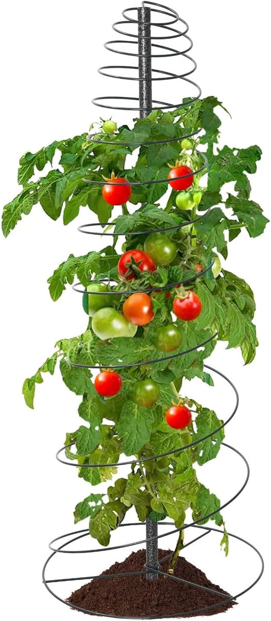 2 Pack Spiral Trellis for Climbing Plants Outdoor, 45 Inch Tall Heavy Duty Metal Garden Tower, Decorative Plant Support with Anti-Tip Stake,Rustproof for Clematis Pole Beans Cucumber Berry Vines Pots EUIJOIP