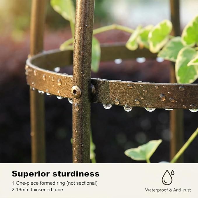 100% Metal Obelisk Garden Trellis 5.5 Feet Tall Sturdy Plant Support for Climbing Vines and Flowers Stands,1pc Upgrade (Bronze, Medium) LeJoy+Garden