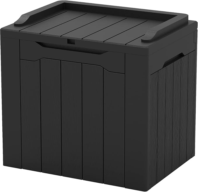 Patiowell 30 Gallon Resin Deck Box, Outdoor Storage Box for Patio Furniture, Deliveries, Pool Supplies,Waterproof and Lockable, Black Patiowell