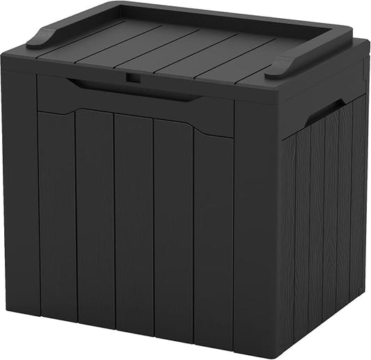 Patiowell 30 Gallon Resin Deck Box, Outdoor Storage Box for Patio Furniture, Deliveries, Pool Supplies,Waterproof and Lockable, Black Patiowell