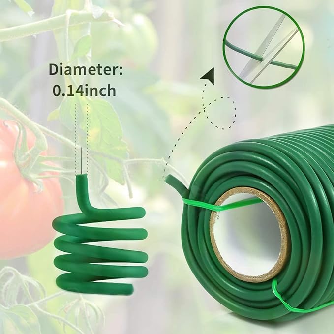 Decoroca Soft Plant Ties for Support - 65.6' Reusable Waterproof Plant Wire, 3.5mm Garden Twist, Office Organization and Decoration Binding（2pcs/Green） Decoroca