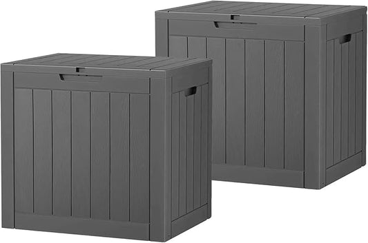Outdoor Storage Box, Resin Deck Boxes Indoor and outdoor, Waterproof Storage Box Lockable Lid (Black,35 Gallon-2Pack) NBYSGO