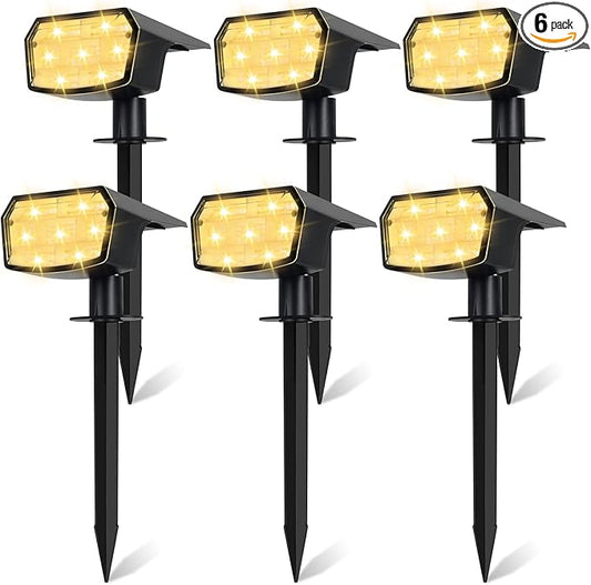 Sucolite 6-Pack Solar Spot Lights Outdoor Waterproof IP65, 3 Lighting Modes 2-in-1 Solar Landscape Spotlights for Yard, 59 LED Solar Powered Wall Lights for Garden Pathway Driveway Walkway, Warm White Sucolite