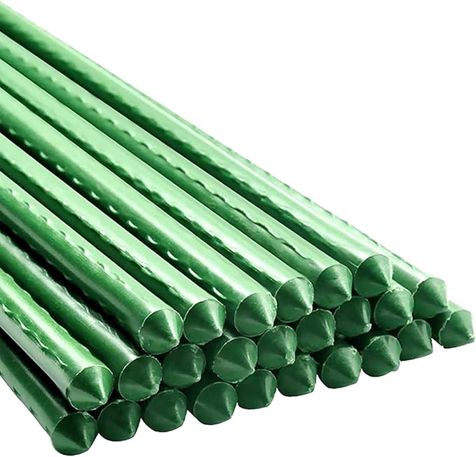 Garden Plant Stakes 48 Inch 4Ft Steel Plant Stick Support, 25 Pack Tomato Stakes for Growing Climbing Plants, Potted Plants, Tomatoes, Trees, Cucumber, Beans, Fences Poles Xuwzenkl