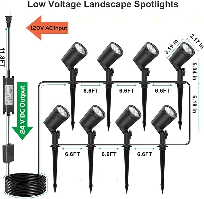 ZYAN 8 Pack Smart Landscape Lights, Color Changing Landscape Spotlights, App Control & Remote Control, Compatible with Alexa ZYAN