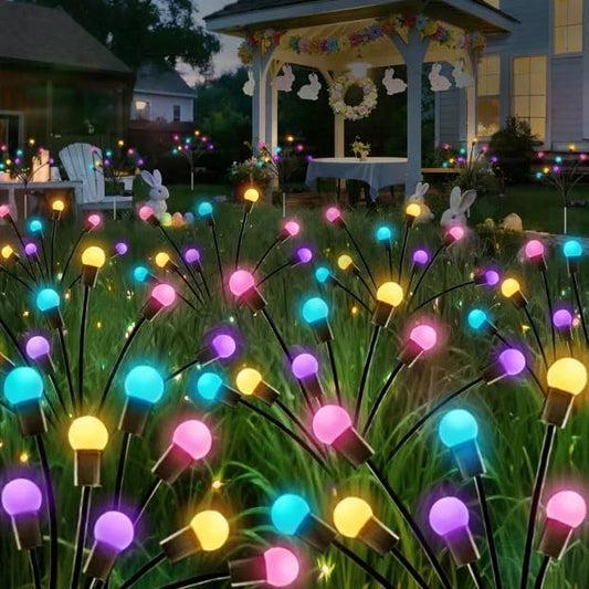 Albelt Easter Day Decorations Outdoor, 6 Pack Solar Firefly Lights Outdoor, 48 LED Waterproof Pastel Solar Garden Lights with 2 Modes for Easter Day Spring Yard Patio Pathway Decorations (Multicolor) Albelt
