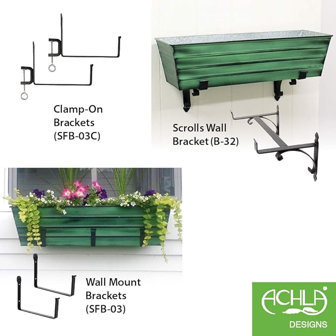 Achla Designs Galvanized Window Flower Box Planter-Green-Large (35.5" L x 11" W x 9.5" D) ACHLADesignsHomeGarden