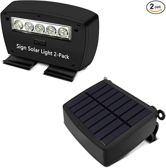 (Set of 2) Solar Power Deck LED Light Clip-On Yard Security Sign Spotlight (Large Capacity Battery, Max14 Hours Working) OOSSXX