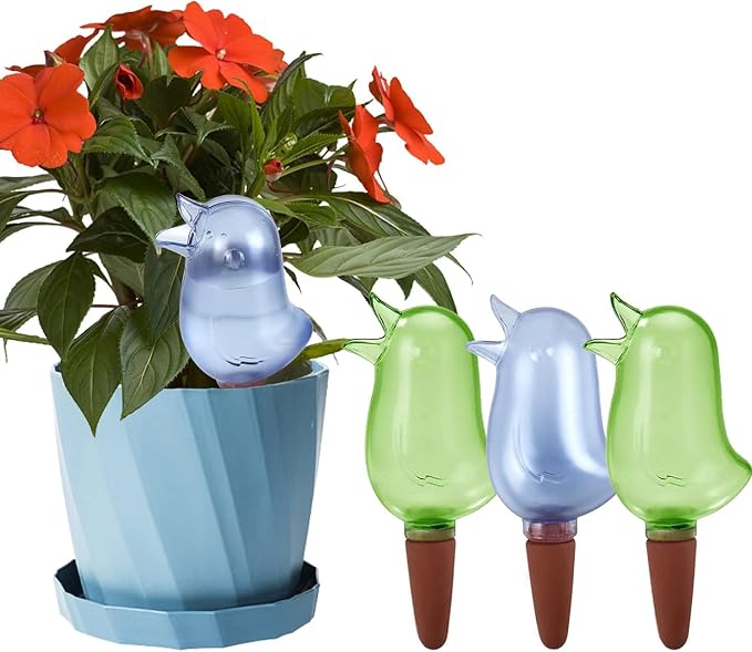 4 Pack Self Watering Spikes, Indoor Plant Watering Globes, Bird Shape Automatic Irrigation Spikes,Plant Watering Devices (Green&Blue) KIROYAL