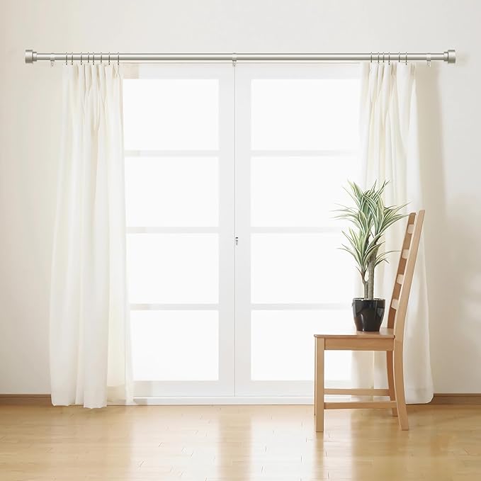 Time Forest Curtain Rods for Windows 66 to 120, 1 Inch Adjustable Heavy Duty Long Window Outdoor Curtain Rod for Patio, Drapery Rods with Simple End Caps, Size 32"-120", Brushed Nickel TimeForest