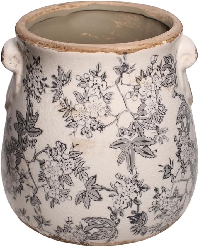 Rustic Farmhouse Ceramic Flower Pots, Vintage Antique Planters & Vase with Drainage Hole for Indoor/Outdoor, Handmade Crackle Glaze Terracotta Pottery Decor for Home Kitchen Office, Gardening Gifts XiaanJiaju