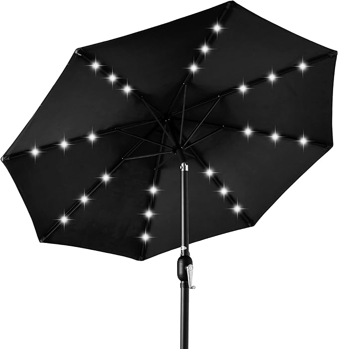 Best Choice Products 10ft Solar Polyester LED Lighted Patio Umbrella w/Tilt Adjustment and UV-Resistant Fabric BestChoiceProducts