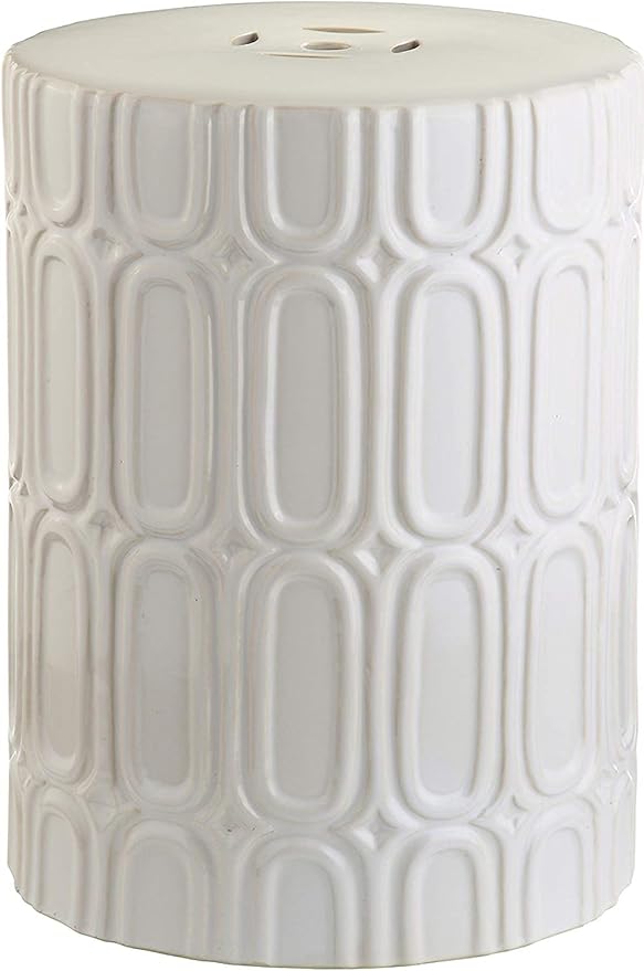 Safavieh Melody Glazed Ceramic Decorative Garden Stool, Cream SAFAVIEH