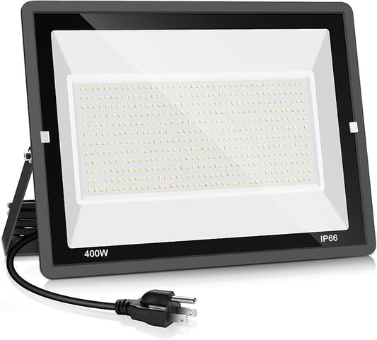 400W LED Stadium Flood Light Outdoor,2400W Equivalent 50500LM 5000K Daylight White Super Bright FloodLight with Plug,85-277V IP66 Waterproof Commercial Lighting for Sports Fields,Counts,Arena YANYCN