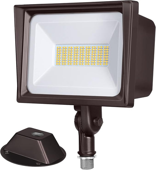 DEWENWILS 65W Flood Lights Outdoor, 6670 LM Super Bright(500W Equivalent) IP65 Waterproof Knuckle Mount LED Security Light, 5000K Daylight LED Flood Light for Garage, Patio, Yard, UL Listed, Browm DEWENWILS