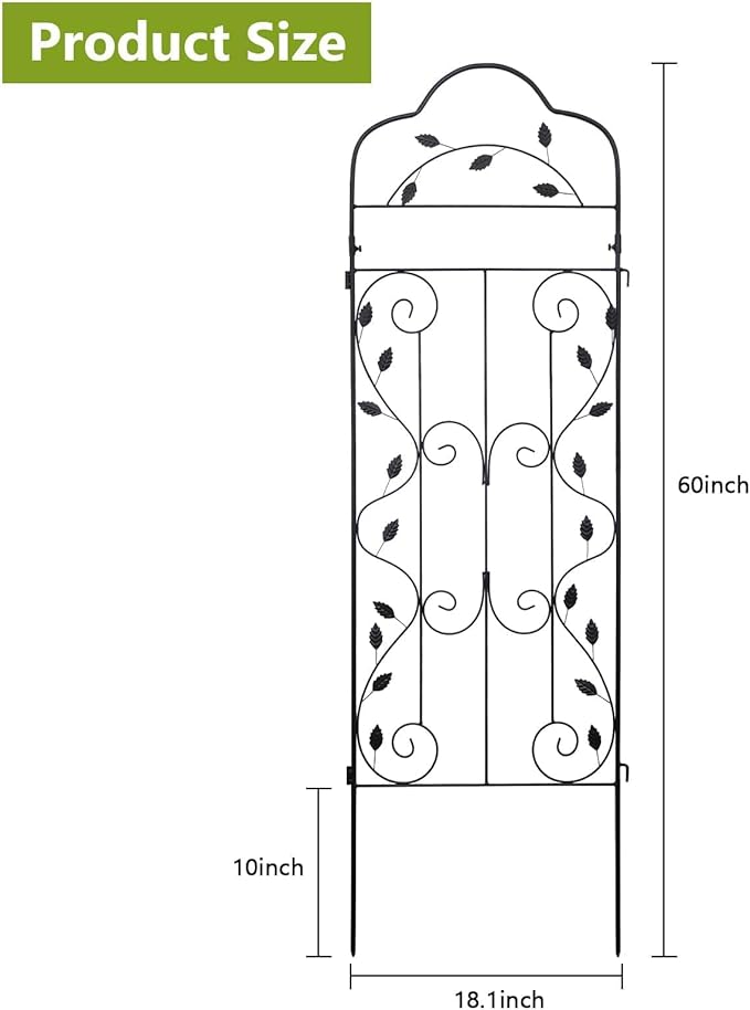 hogardeck 4 Packs 60 * 18 inch Metal Garden Trellis for Climbing Plants Outdoor,Heavy Duty,Black Coating Rustproof Trellis for Rose, Vegetable, Flowers, Expandable,Perfect for Training Climbing Plants HOGARDECK