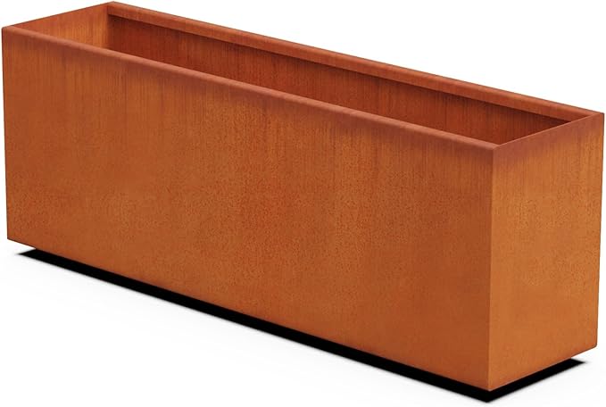 Plantercraft Large Rectangular Planters for Outdoor Plants | 48x12x18 Corten Steel Planter - Extra Large Outdoor Planter Box for Patios, Garden Borders & Modern Landscapes Plantercraft