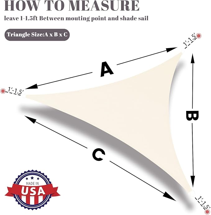 SUNLAX Custom Size 10'x18'x20.6' Beige (Cream) Sun Shade Sail Right Triangle UV Block Sunshade for Backyard Yard Deck Patio Garden Outdoor Facility (Customized) SUNLAX
