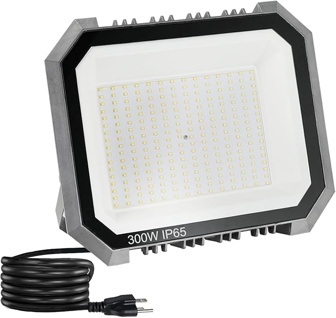 1 Pack LED Flood Lights Outdoor, 300W 30000LM Super Bright Floodlight Outside Work Light with 5.9FT Plug, IP65 Waterproof 6000K Outdoor LED Flood Light for Garage, Yard, Lawn, Garden LEDDICTIVE