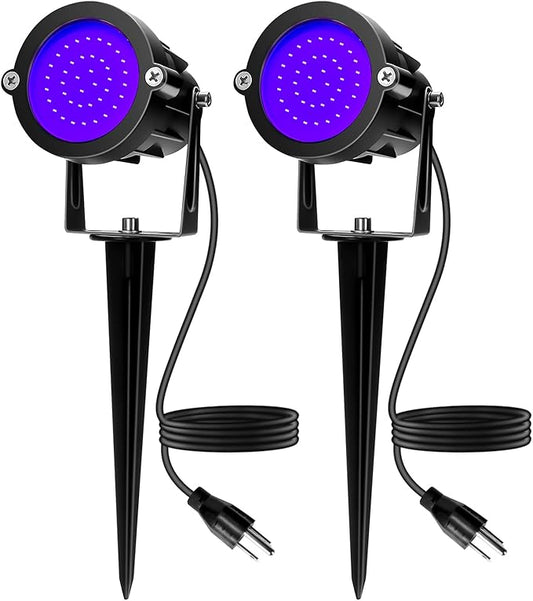 Elenora Halloween Spotlights Outdoor, 15W LED Black Light/Blacklight for Glow Party Body Paint Fluorescent Poster, 110V Plug-in Spot Light IP65 Waterproof Landscape Lighting for Yard Garden, 2 Pack Elenora