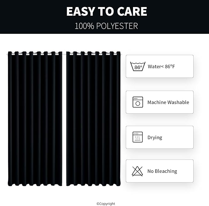 Waterproof Outdoor Curtain W105 x L108 - Grommet Top Sunlight Blocking Window Treatment Drapes Blackout Curtains for Home Bedroom Living Room Outdoor Patio Porch Pergola Cabana Gazebo, 2 Panels DivaenCamino