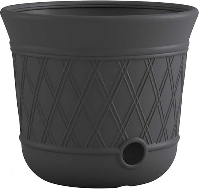 Suncast 12 Pack 14" x 12" Round Resin Decorative Weatherproof Outdoor Hideaway Standard Garden Hose Storage Pot with Drainage Holes, Gray Suncast