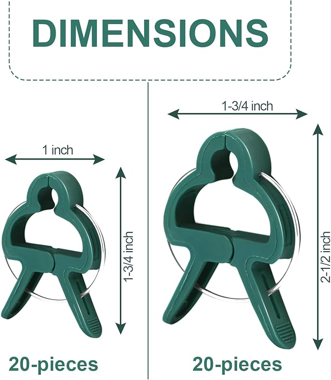40 Pcs Plant Support Clips,Flower and Vine,Garden Tomato Plant Support Clips for Supporting Stems,Vines Grow Upright Climbing,Tool for Straightening,Tomato Cage,Trellis. 2 Sizes in one Pack Yinghezu