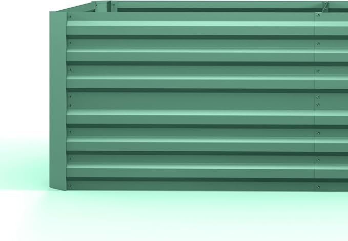 Outsunny Galvanized Raised Garden Bed Kit with Reinforcing Bars, Large and Tall Metal Planter Box for Vegetables, Flowers and Herbs, 6' x 3' x 2', Light Green Outsunny