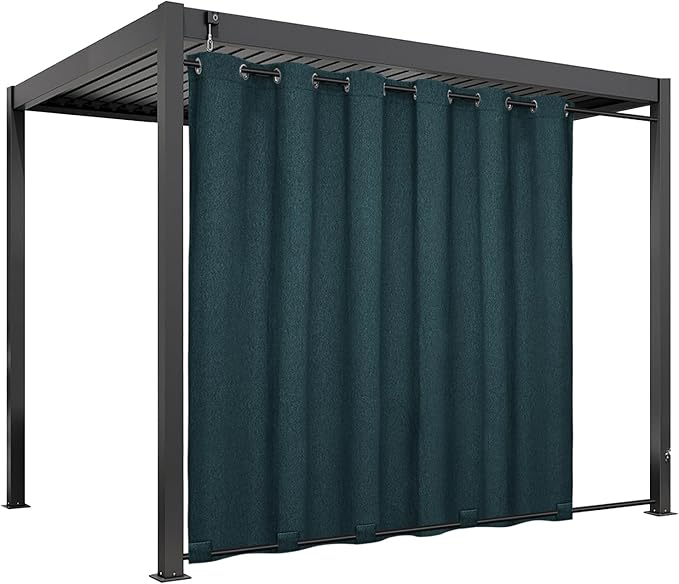Easy-Going Linen Look Outdoor Curtains Waterproof Windproof Porch Curtains, Soft Thicken Outdoor Privacy Curtains for Patio, Gazebo, Grommet Top and Tab Bottom Drape, 1 Panel, 110x84 inch, Teal Easy-Going