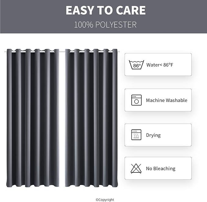 Outdoor Indoor Curtains W84 x L108 for Patio - Weather-resistant Window Panels Privacy Protect Grommet Top Thermal Insulated Home Curtain for Porch Pergola Lawn Garden Hot Tub Area (Gray, 2 Panels) DivaenCamino