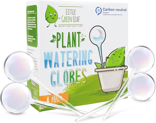 Automatic Plant Watering Globes Self Watering Planter Inserts (Set of 4) | Hands Free Clear Glass Bulbs | Planter Spikes to Support Indoor & Outdoor Plant Health (200ml) LittleGreenLeaf