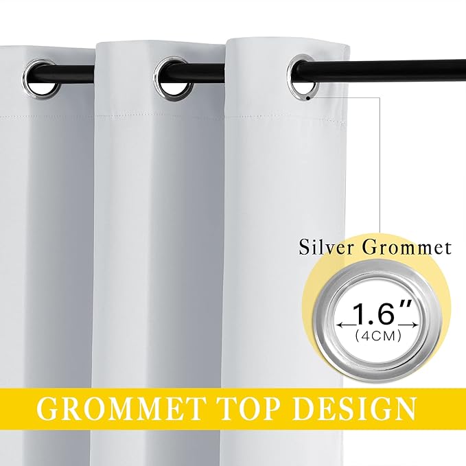 NICETOWN Greyish White Sliding Door Curtain 118 inch Length, Grommet Room Darkening Thermal Curtain Extra Long Sound Dampening for Living Room/Bedroom, W80 x L118, 1 Panel NICETOWN