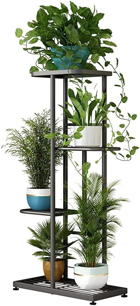 LINZINAR Plant Stand Indoor Outdoor Corner 4 Tier Metal Plant Shelf Patio Plant Rack for Garden Corner Balcony Living Room LINZINAR