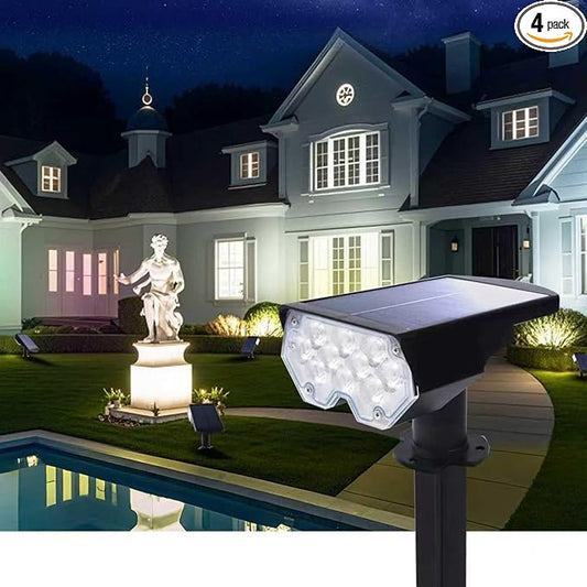 1 Pack Solar Powered Outdoor Spot Lights Outside Waterproof 20 LEDs Landscape Spotlights Dusk to Dawn for House Yard Tree, Plants, Walls, Path, Garden, Statues, Superior Accent Uplighting Cool White Polighty