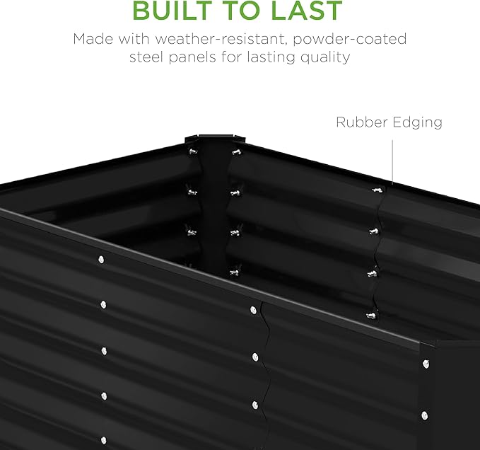 Best Choice Products 4x2x2ft Outdoor Metal Raised Garden Bed, Deep Root Box Planter for Vegetables, Flowers, Herbs, 119 Gallon Capacity, 100% Non Toxic Materials - Black BestChoiceProducts